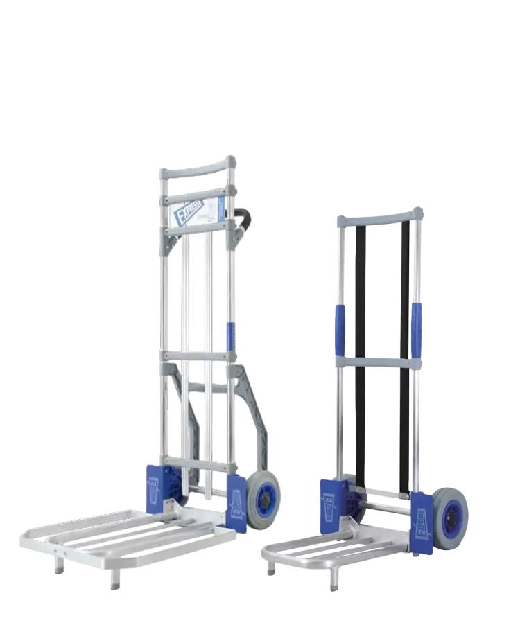 Twee compacte stads steekwagens. Opvouwbaar en licht gewicht.