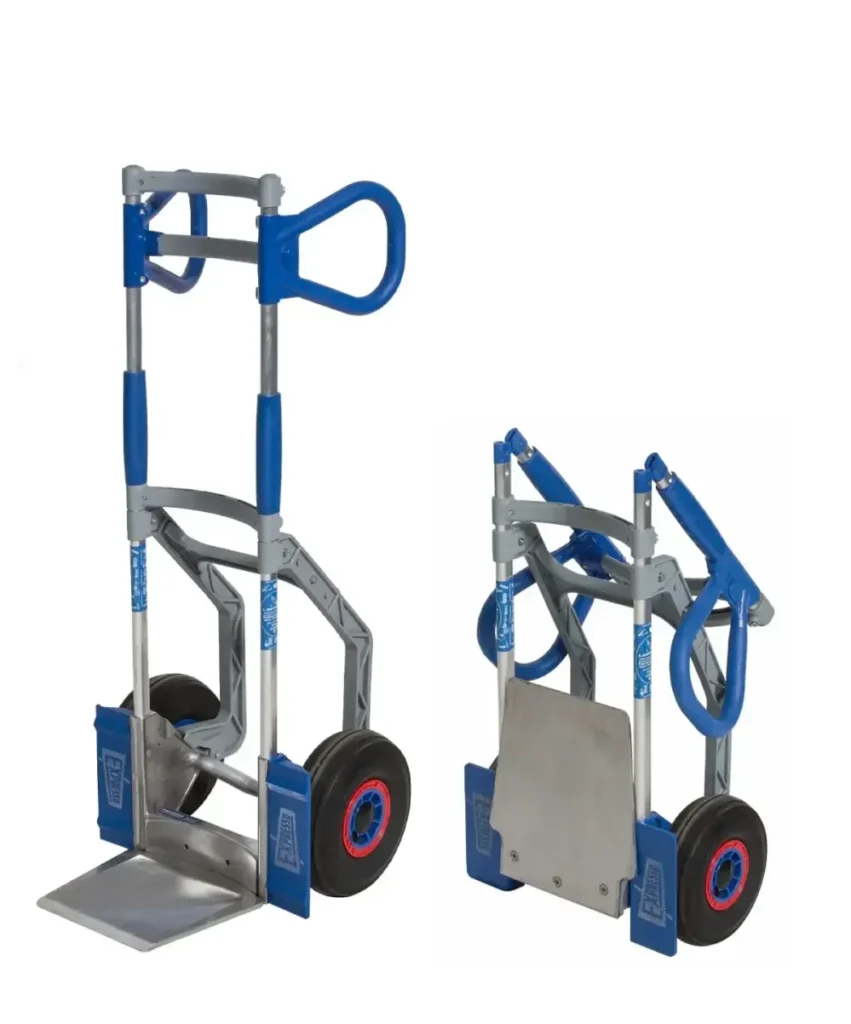 Opvouwbare steekwagen met luchtbanden, stoepglijer en ergonomische oorgrepen